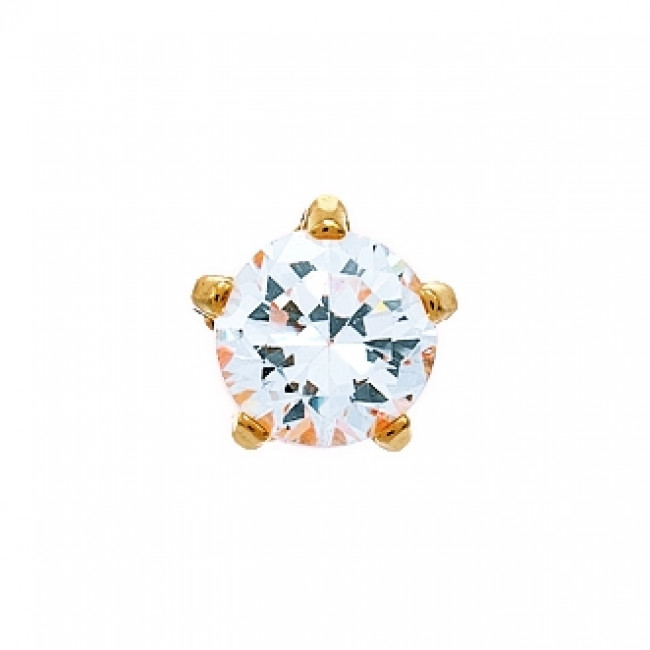 Серьги, циркон 4 мм, с золотым покрытием 7521-0100